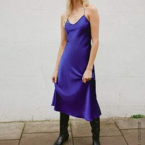 SATIN EFFECT MIDI DRESS